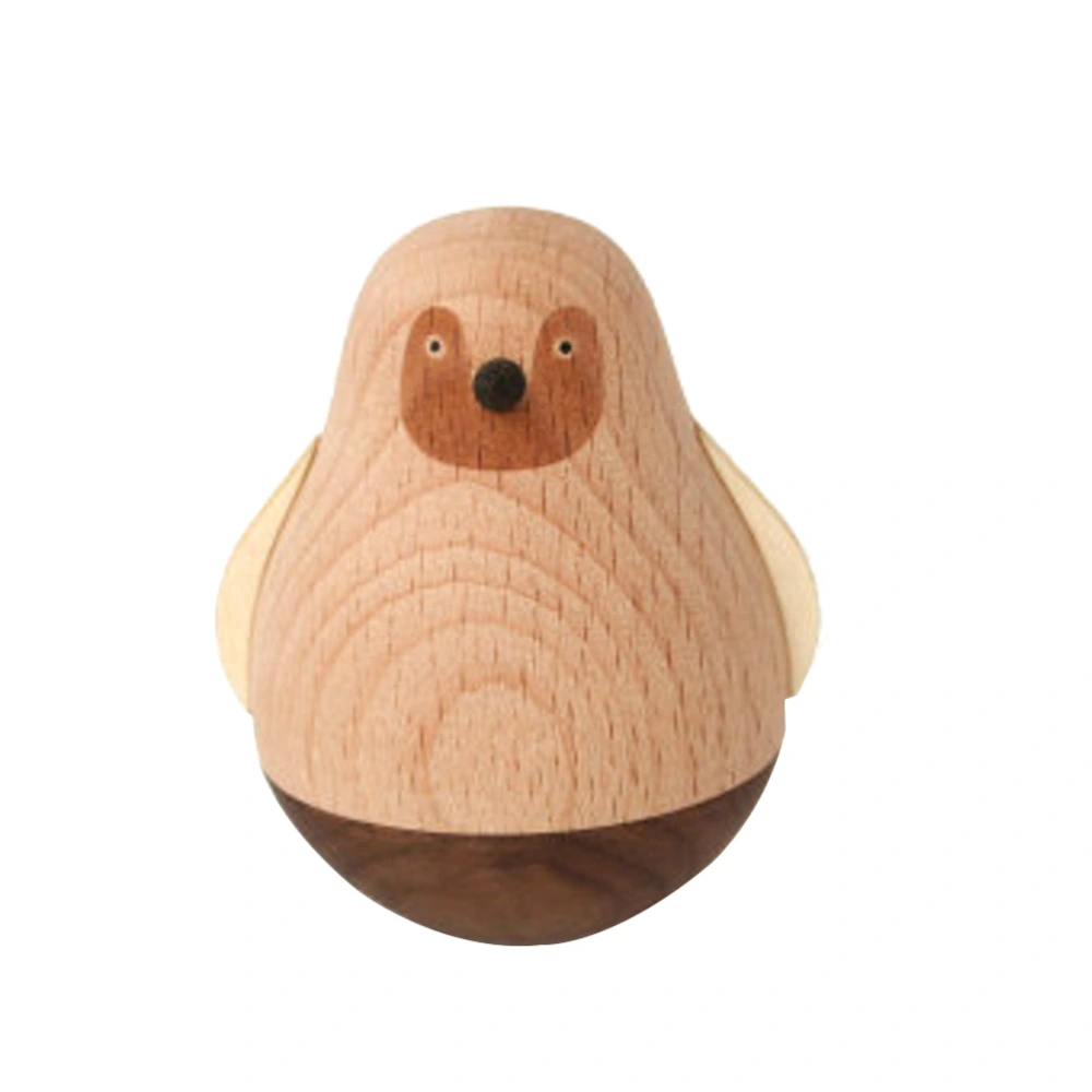 Nordic Style Creative Wooden Crafts Home Desk Decoration Tumbler Desktop Ornaments(Penguin)