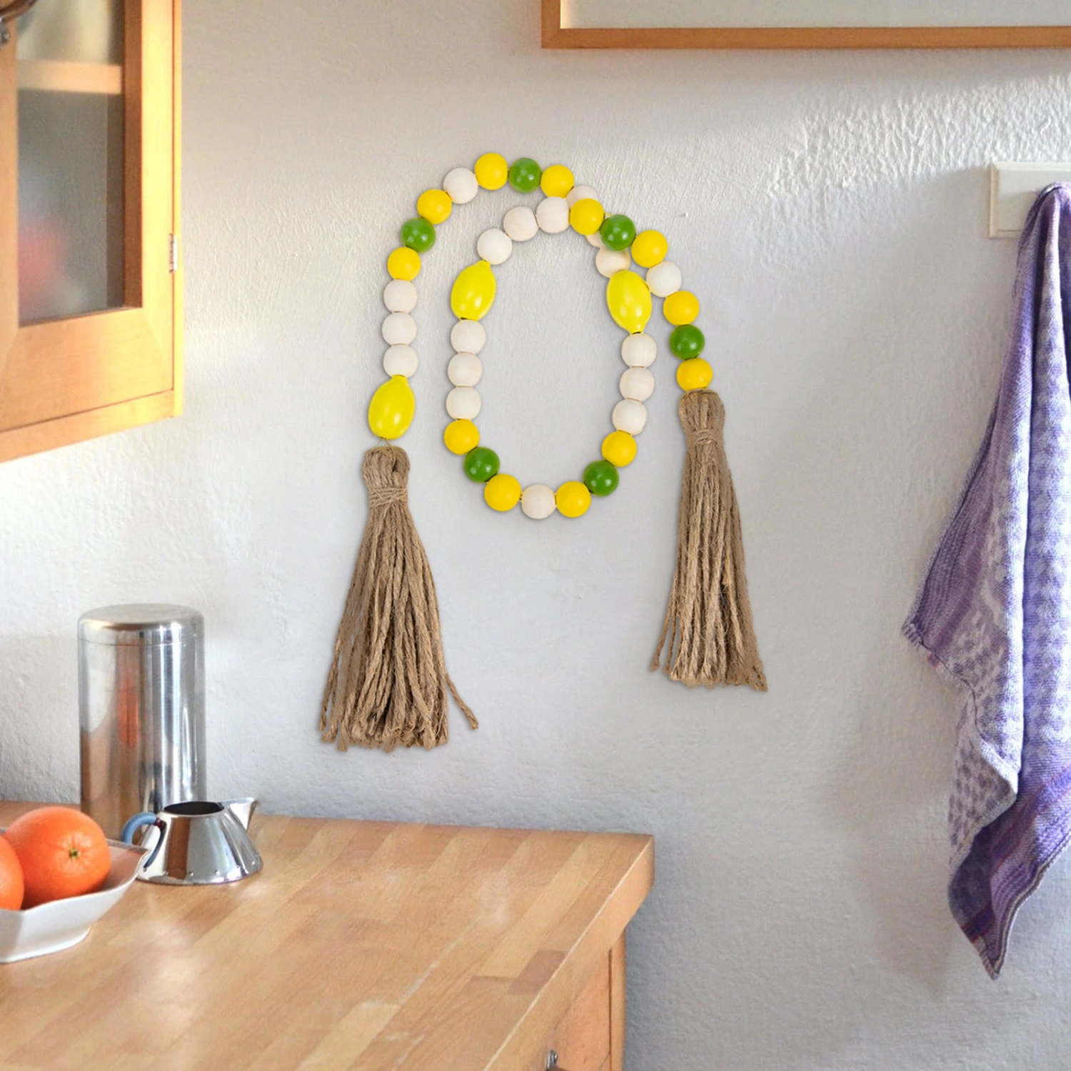 Wood Bead Garland Hanging Bead Garland Tassel Bead String Wall Hanging Bead String