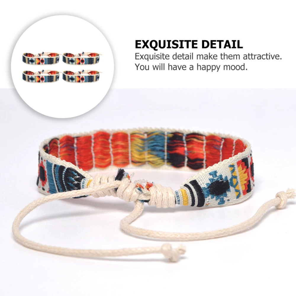 5Pcs Embroidery Ethnic Style Waistband Creative Cotton Bangle Women Jewelry