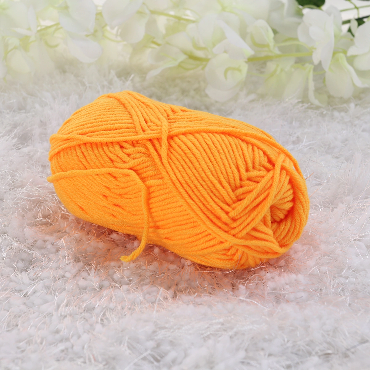 50g Milk Cotton Yarn Cotton Chunky Hand-woven Crochet Knitting Wool Yarn Warm Yarn for Sweaters Hats Scarves DIY (Golden)