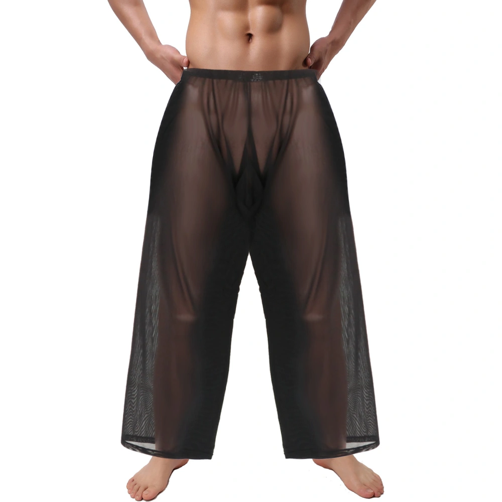 Men Sheer See-Through Yoga Pants Mesh Sports Pants Loose Lounge Trousers