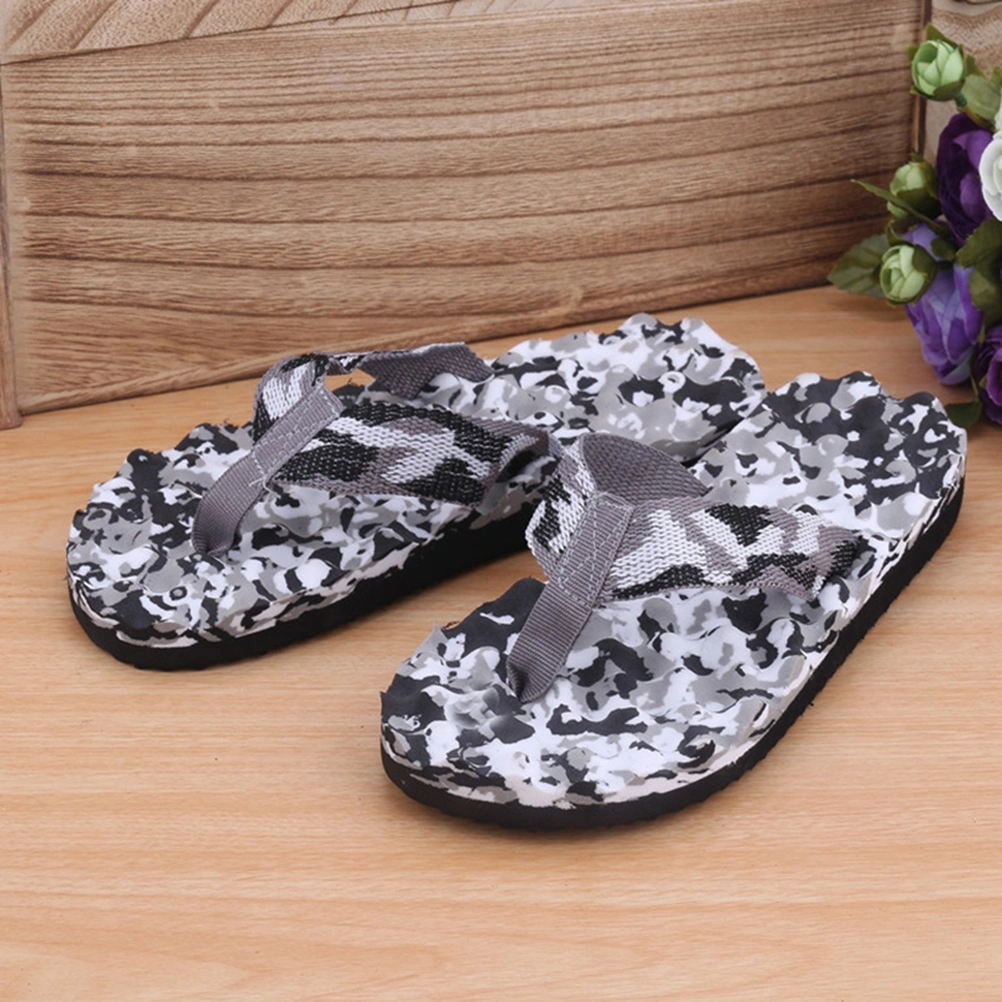 Men Flops Antiskid Camouflage Sandals Slipper for Indoor Outdoor Home Beach - Size 44(Black)