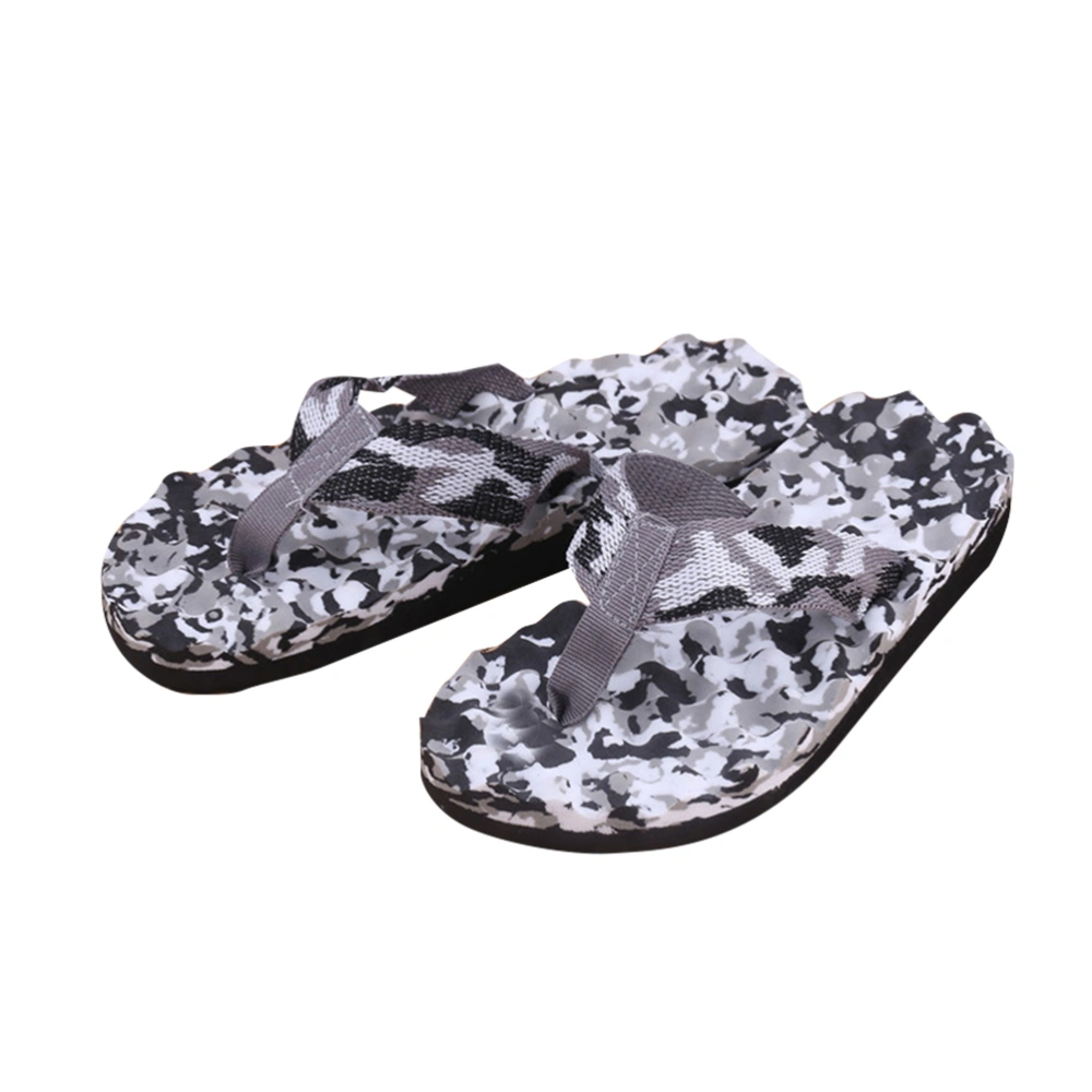 Men Flops Antiskid Camouflage Sandals Slipper for Indoor Outdoor Home Beach - Size 44(Black)