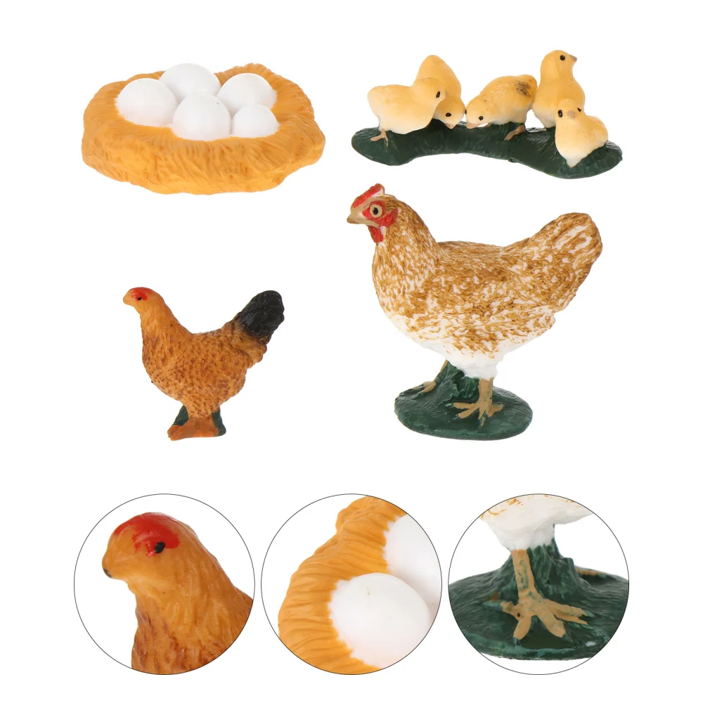 1 Set/4pcs Animals Figurines Hen Life Cycle Ornaments Funny Kids Cognitive Toys