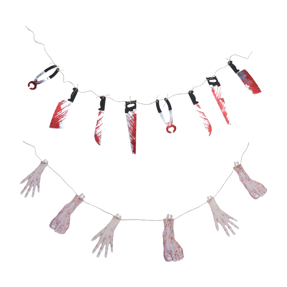 2Pcs Halloween Hanging Decoration (Broken Hand and Foot, Blood Cutters)