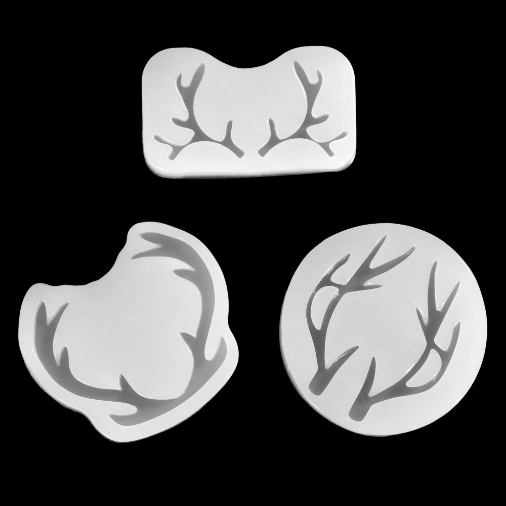 Supvox 3pcs Lovely Antlers Epoxy Resin Silicone Mold Necklace Jewelry Pendant Making Mold DIY Mold Cake Decorating Tools