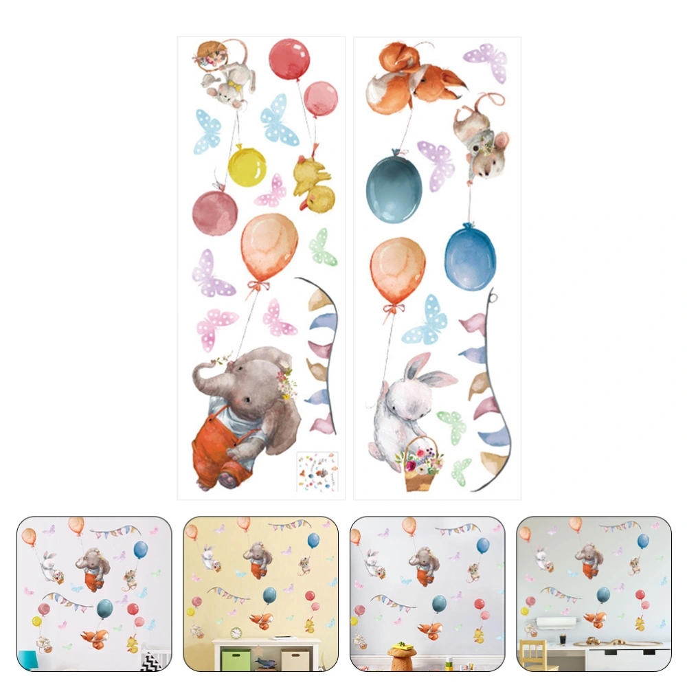 2 Sheets Kid's Room Closet DIY Stickers Cartoon Balloon Animal Wall Decals