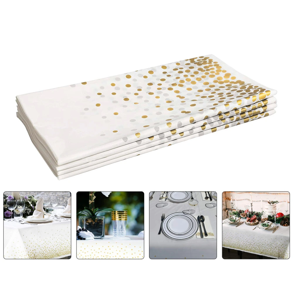 4Pcs Gold Polka Dot Design Disposable Tablecloths Plastic Tablecloths (Golden)