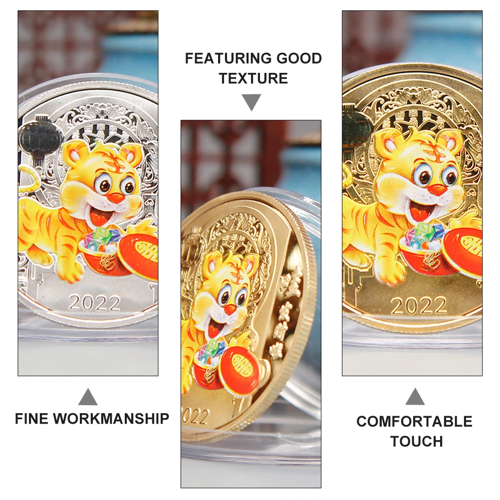 1 Set Tigers Year Commemorative Coin Zodiac Tigers Year Iron Coins New Year Gift