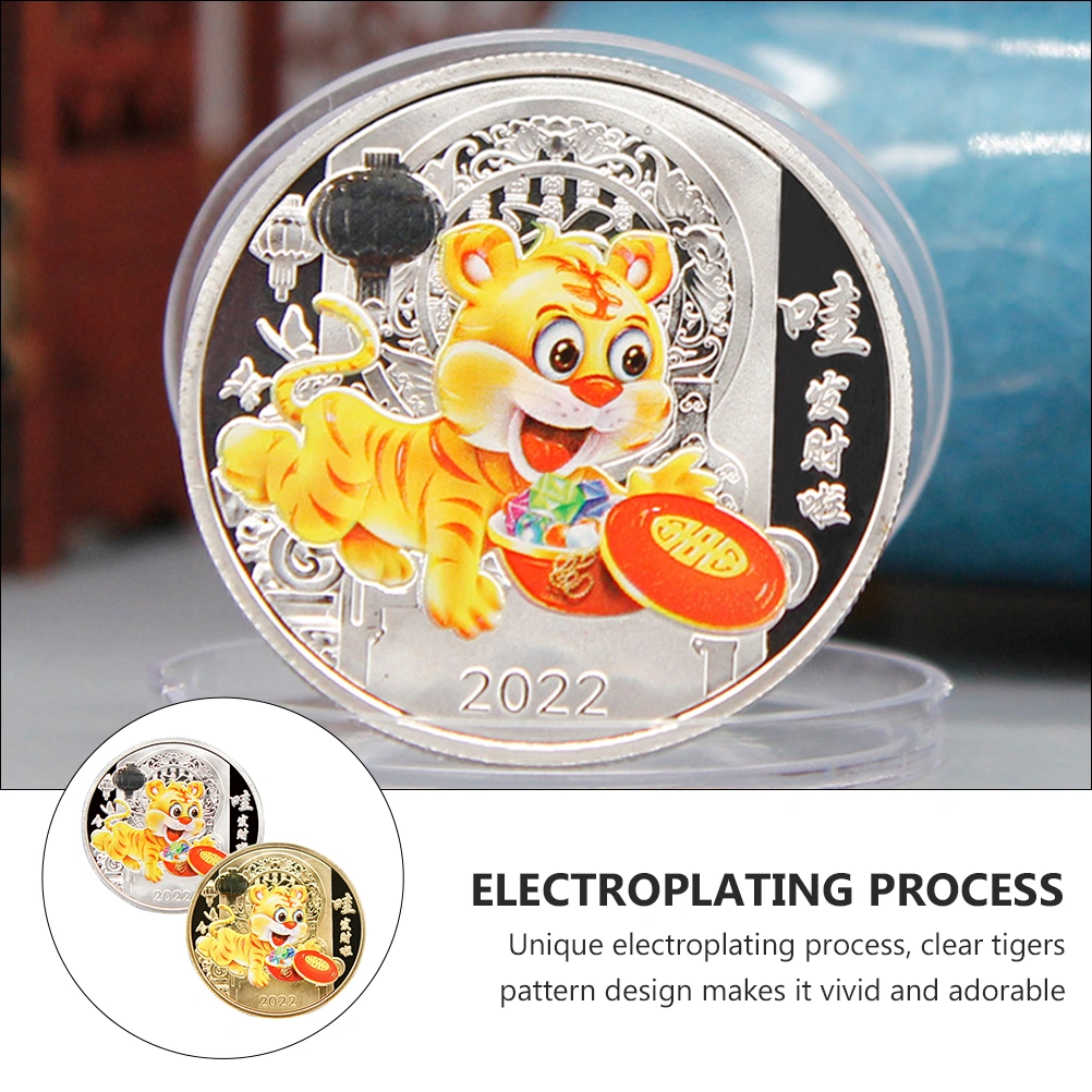 1 Set Tigers Year Commemorative Coin Zodiac Tigers Year Iron Coins New Year Gift