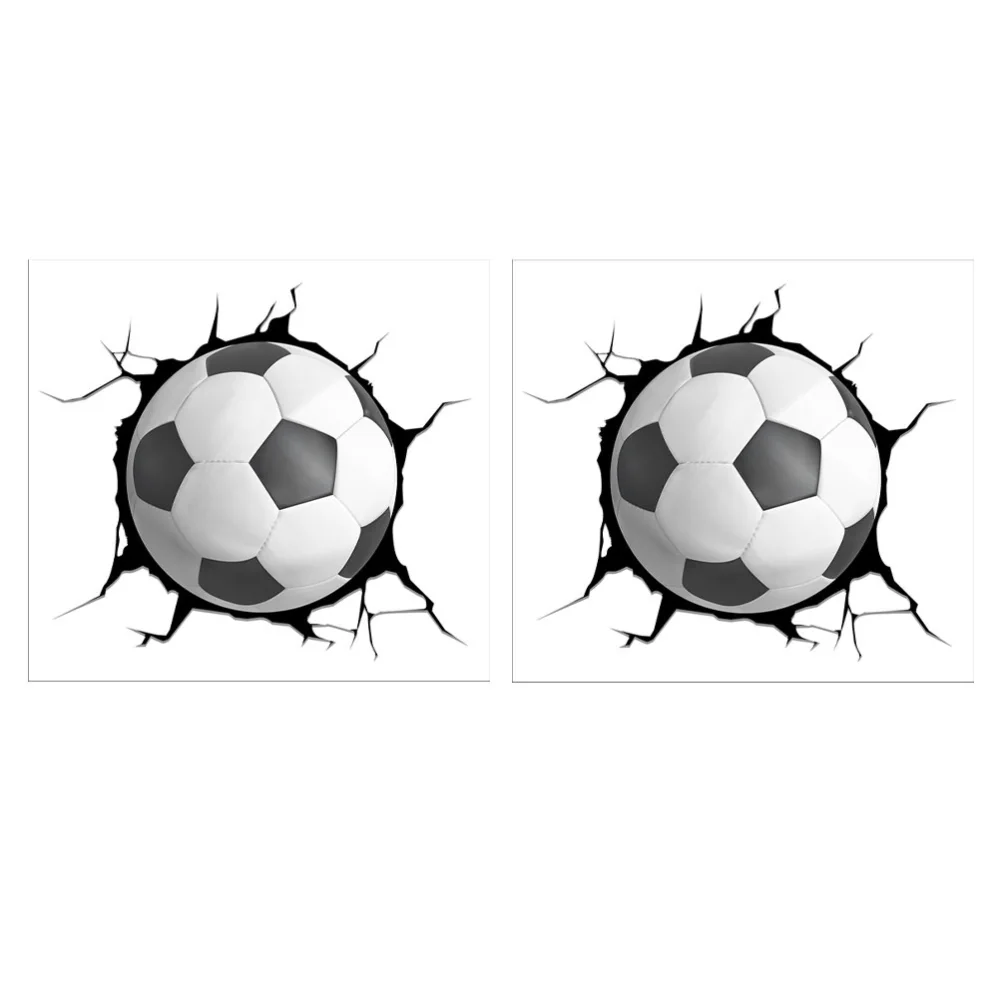 2 Sheets of Broken Wall Football Stickers Soccer Balls Decals Kindergarten Stickers Decorative Decals