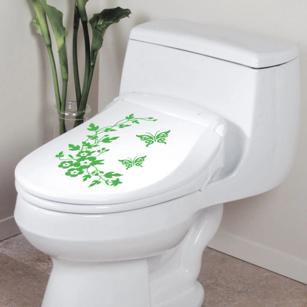 Flower Mural PVC Wall Sticker Bathroom Toilet Seat Sticker Removale Decor Decals (Fruit Green)