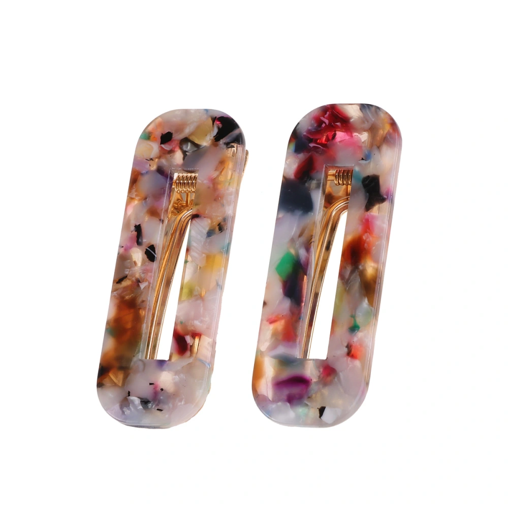 2 Pcs Acetic Acid Hair Clips Leopard Barrettes Square Hair for Ladies Women Girls (1 Pair, Colorful)