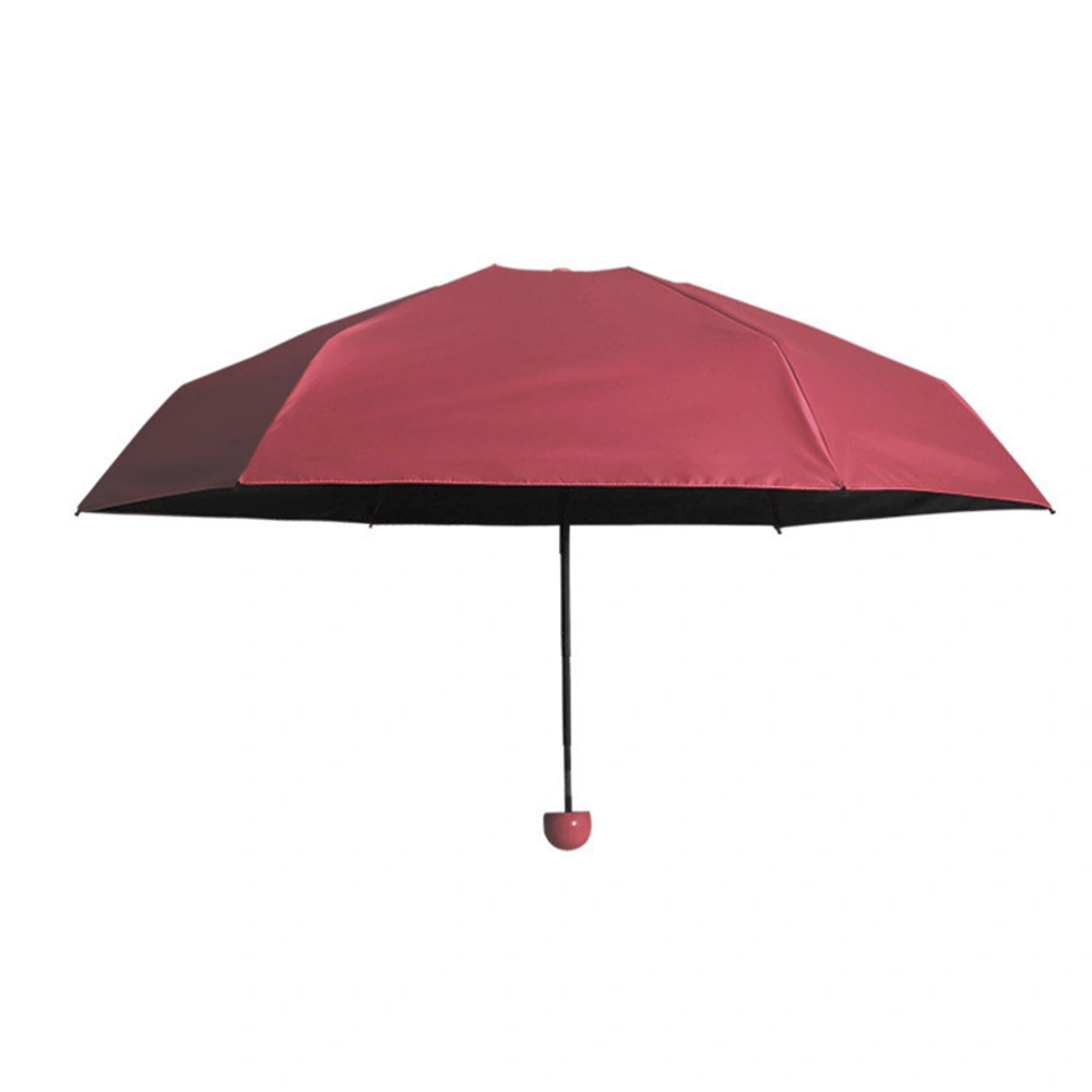 Small Foldable Compact Pocket Umbrella with Capsule Case Anti-UV(Wine Red)