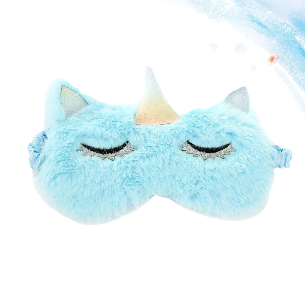 Sky Blue Fluffy Eye Masks Unicorn Design Sleep Eyeshade Lightweight Comfortable Super Night Blindfold for Sleeping Travel Work Naps