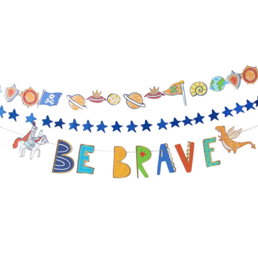 3pcs Be Brave Letter Knight Themed Birthday Party Photo Banner Paper Decorative Props Party Supplies for Kids (3pcs One Set)