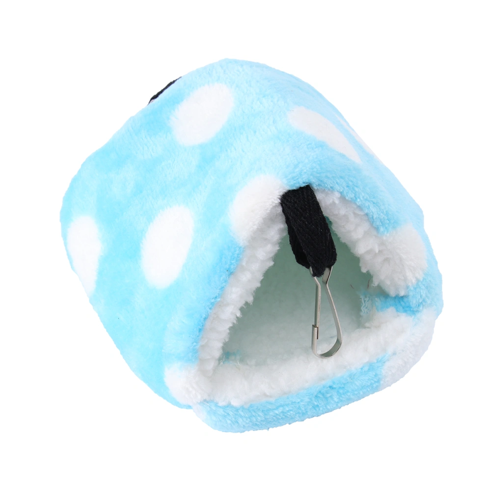 Winter Fleece Bed House Hammock Warm Dot Pet Bed House Cage Accessories for  Squirrel Hedgehog Hamster Chinchilla Size S(Blue)