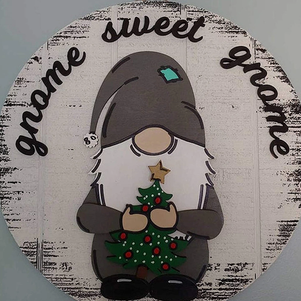 1 Set Gnome Door Hanging Pendant Wooden Doorplate Festival Door Pendant