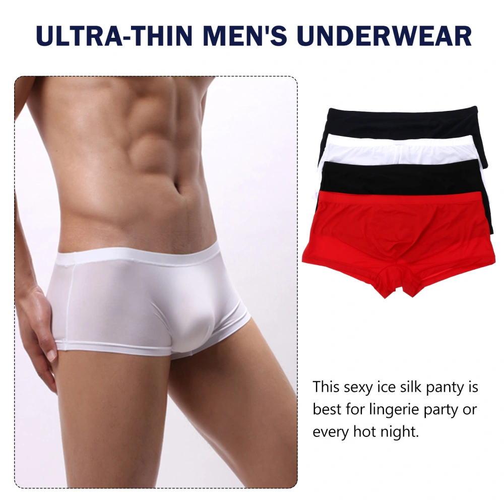 4Pcs Men's Sexy Underpants Breathable Ice Silk Underwear Erotic Panties for Men