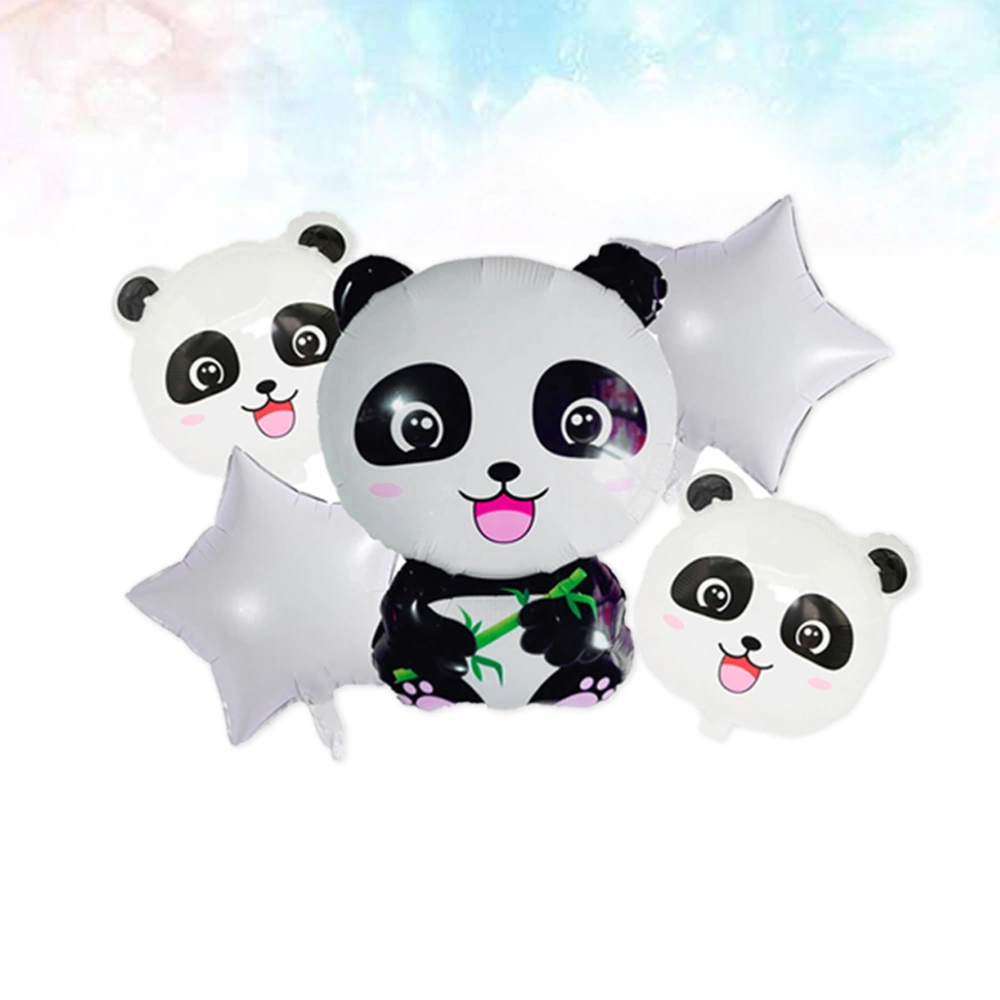 5pcs Panda Star Aluminium Foil Balloon Cartoon Balloon Party Supplies for Kids Birthay Party