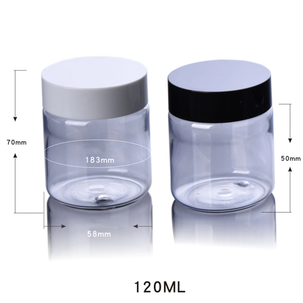 6pcs Empty Round Pot Jars Plastic Cosmetic Containers Set Storage Container for Storage Liquid Creams Sample (Transparent, 120ml, 100ml, 60ml)