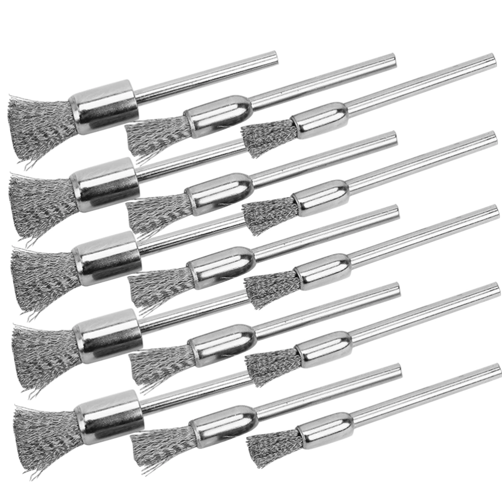 15pcs Handle Electric Grinding Brush Mini Metal Wire Wheel Brush Cleaning Brushes Cleaning Tools Useful Devices for Machine (Stainless Steel Pattern)