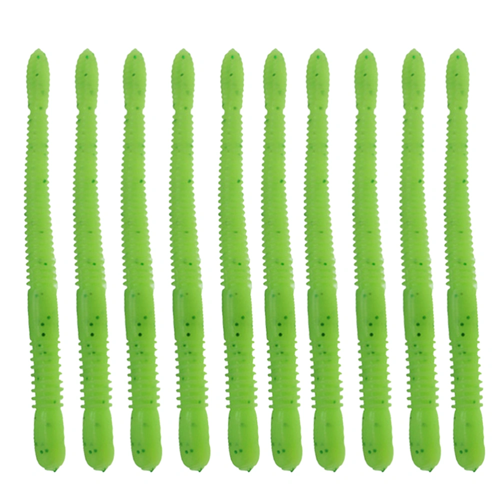 10pcs Floating Simulation Earthworm Artificial Worms Lifelike Plastic Baits Fishing Lures for Trout Bass Crawfish (Light Green)
