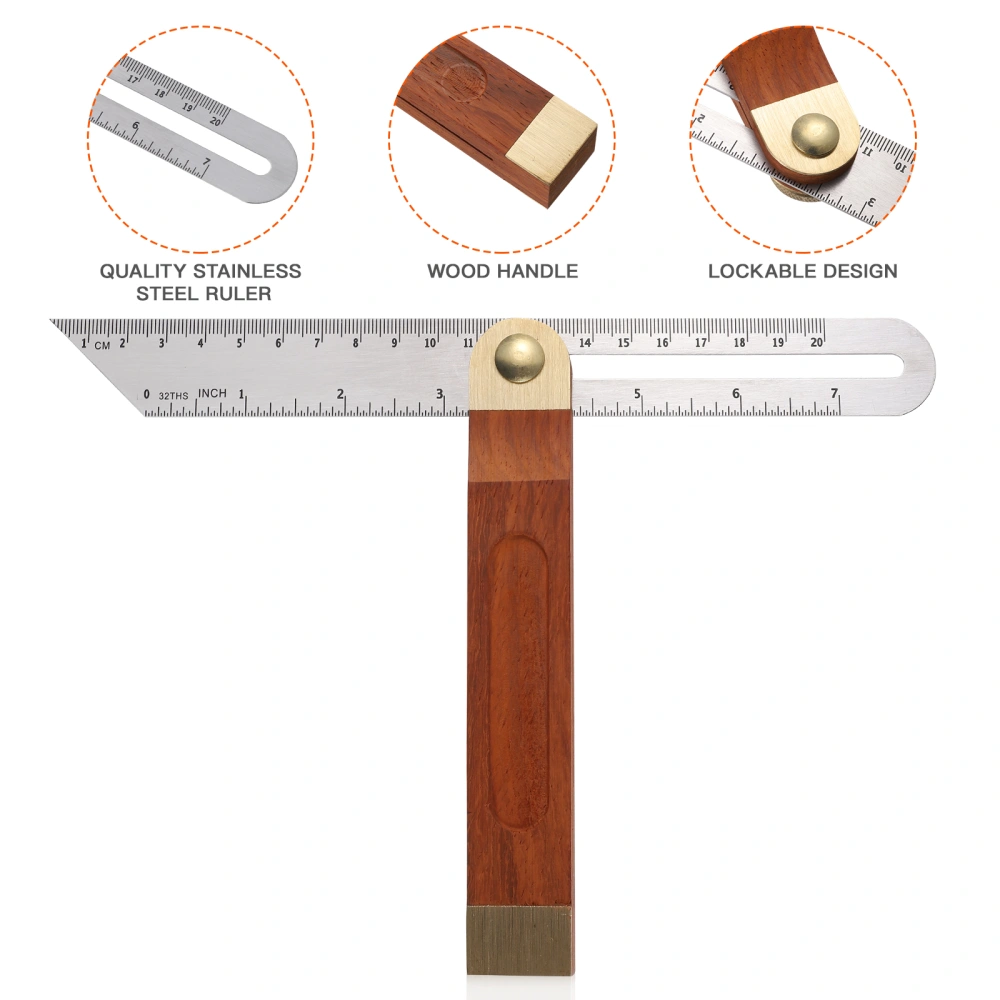 DOITOOL 9" T-Bevel Sliding Angle Ruler Multi-angle Adjustable Gauge Measurement Tool Hardwood Handle with Metric & Imperial Marks