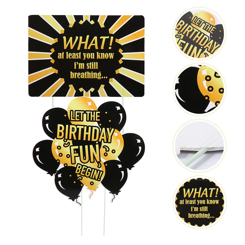 2 Pcs Plastic Birthday Garden Yard Signs Outdoor Party Decorative Lawn Signs