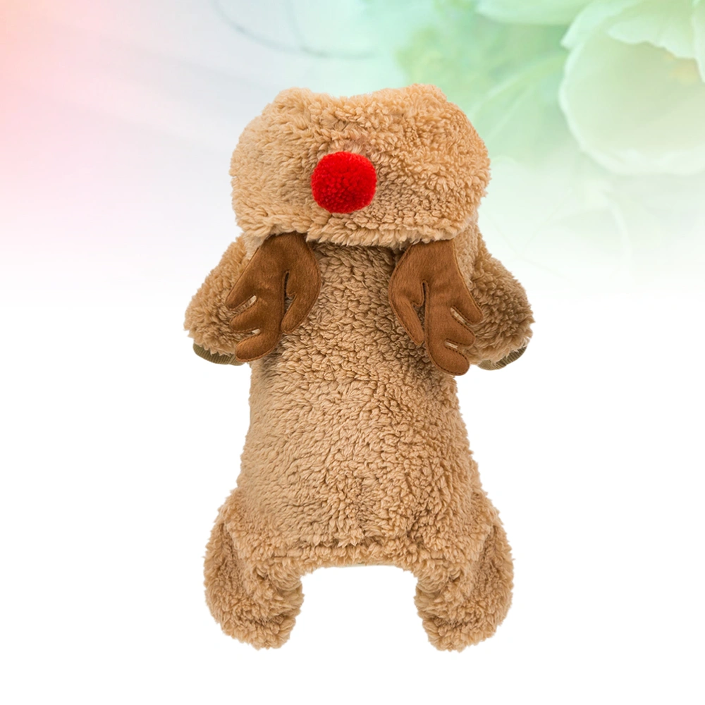 Christmas Deer Small Dog Clothes Teddy Warm Coat Pet Winter Custume (Brown, Size 2XL)