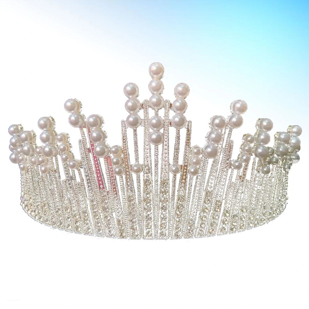 Wedding Rhinestone Crown Party Cake Decoration Pearl Crown Ornaments Elegant Cake Topper Birthday Accessories
    