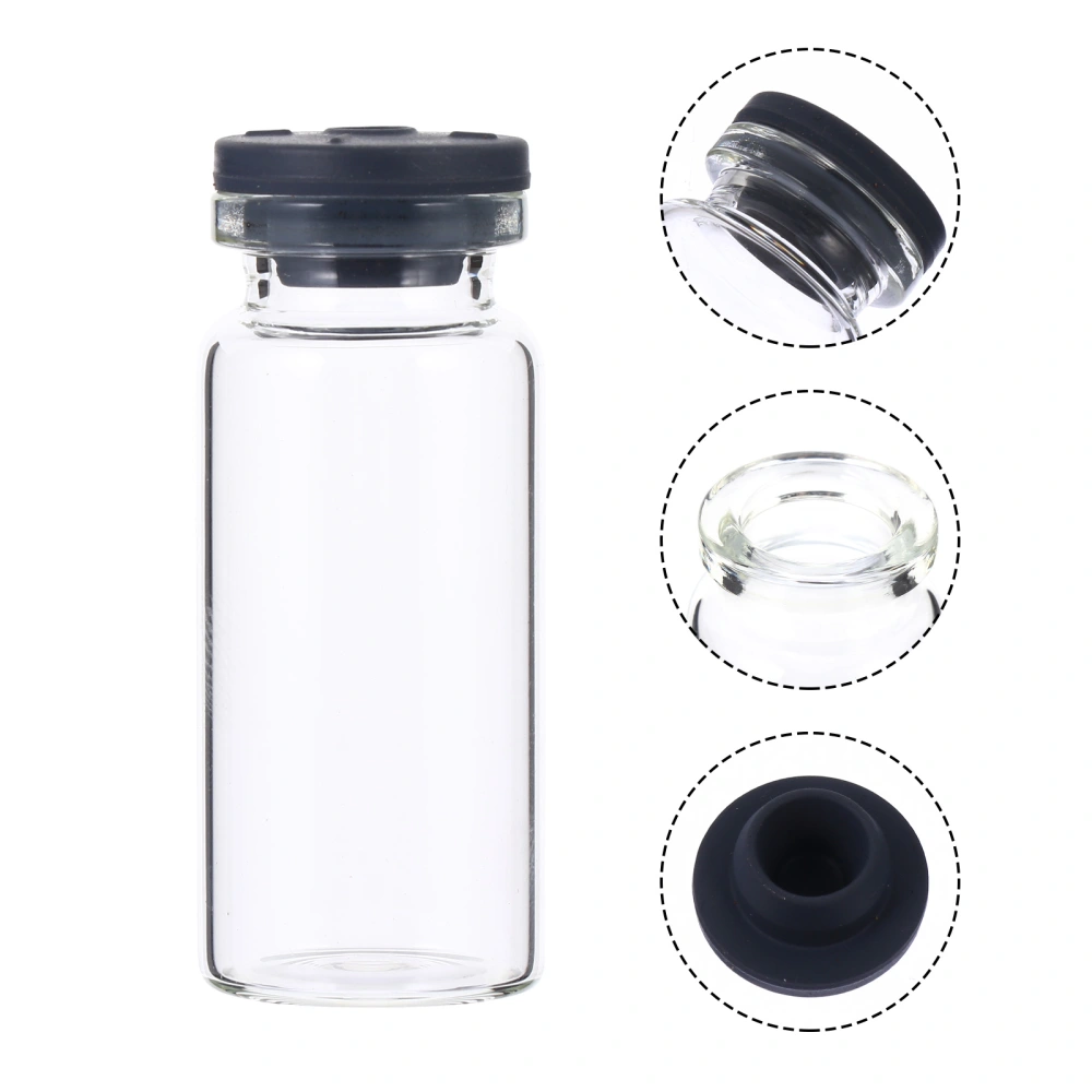 30pcs Practical 10ml Transparent Vials Clear Flat Bottom Bottles with Caps