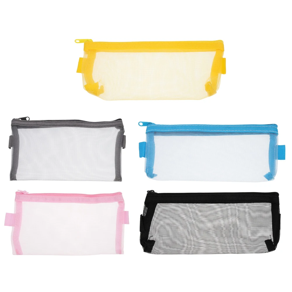 5pcs Portable Pencil Bags Large Capacity Stationery Bags Pencil Containers