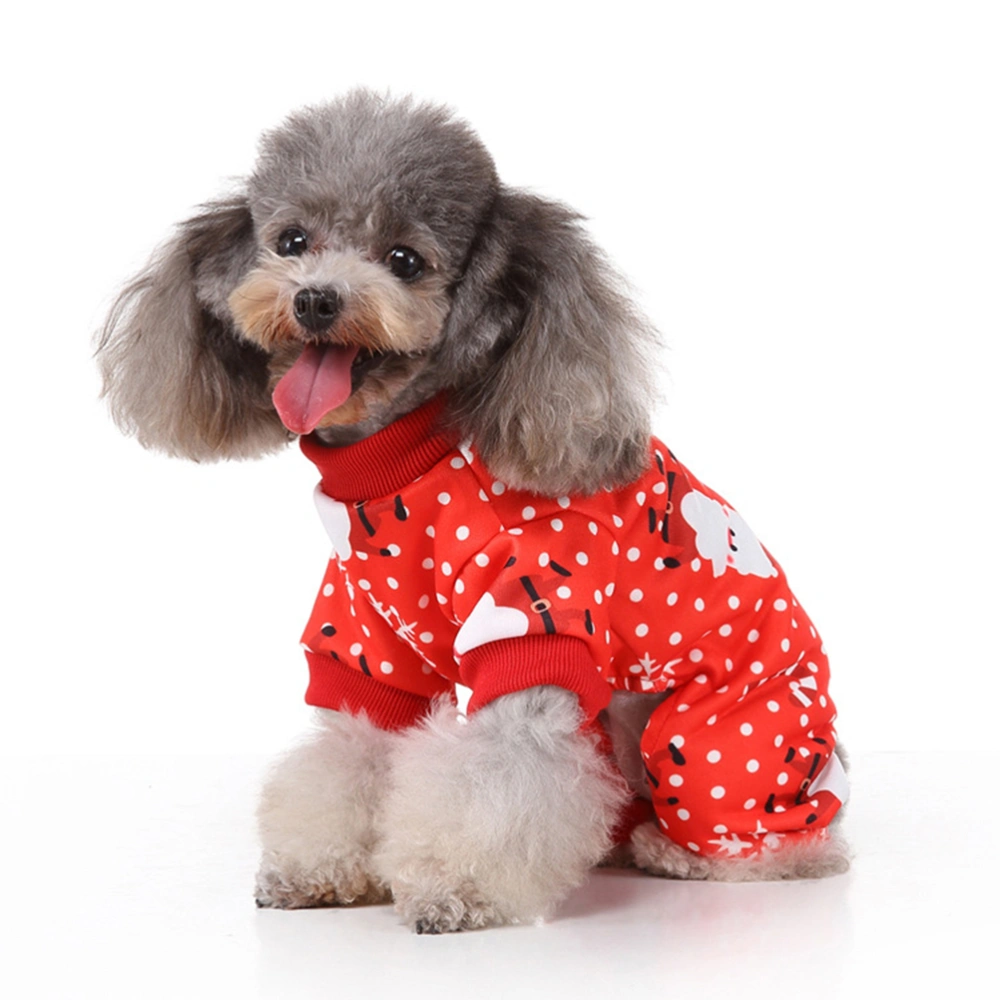 1Pc Adorable Christmas Dog Clothes Premium Xmas Santa Snowflake Pattern Pet Coat Dog Jumpsuit Costume for Autumn Winter Size S (Red)