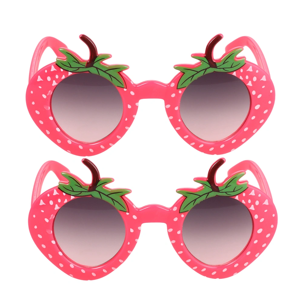 2pcs Birthday Sunglasses Cartoon Party Prop Strawberry Eye Glasses Funny Cosplay Glasses (Red)