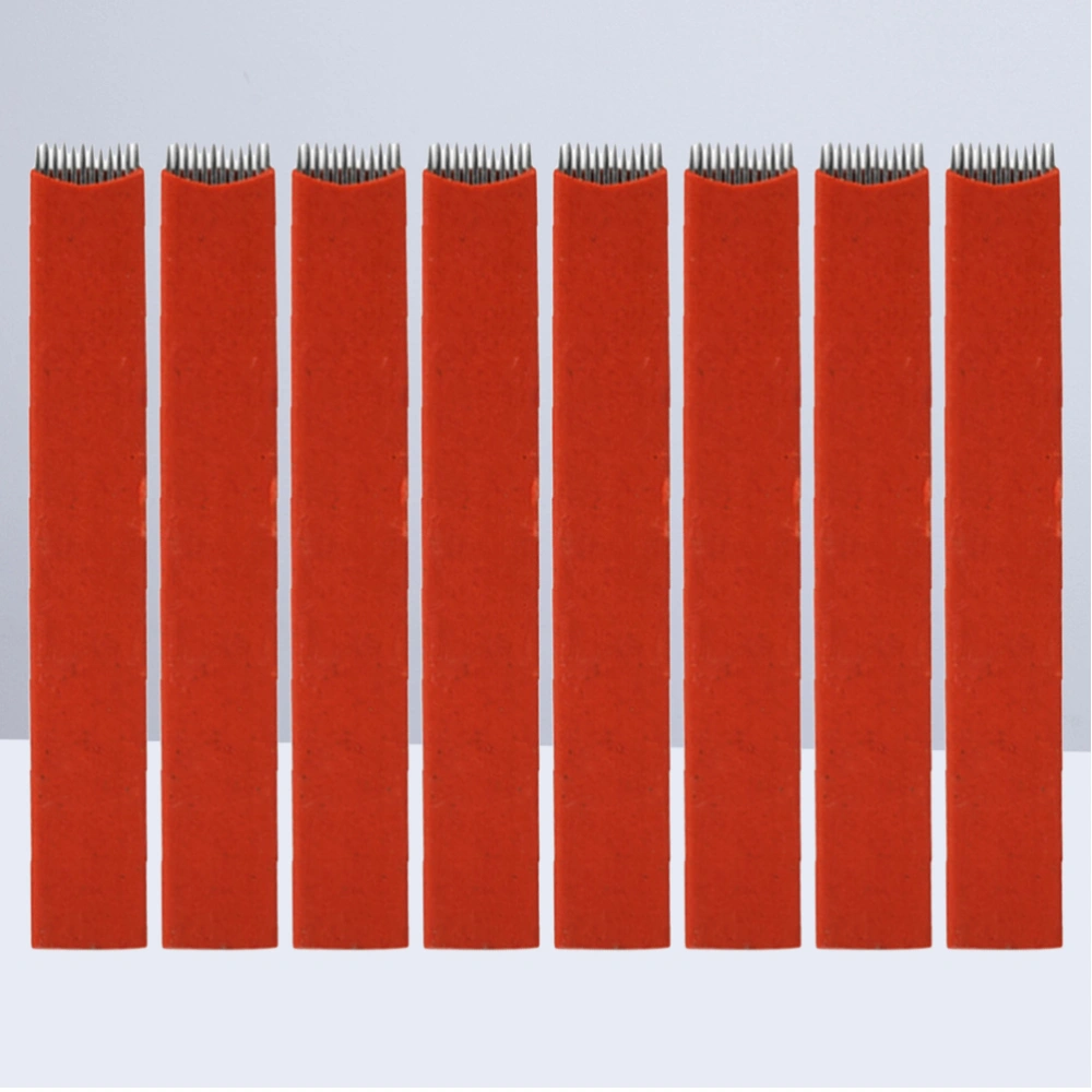 50pcs Blades Flat 12 Eyebrow Needle Permanente Make-up Blades Microblading Pen (Red)