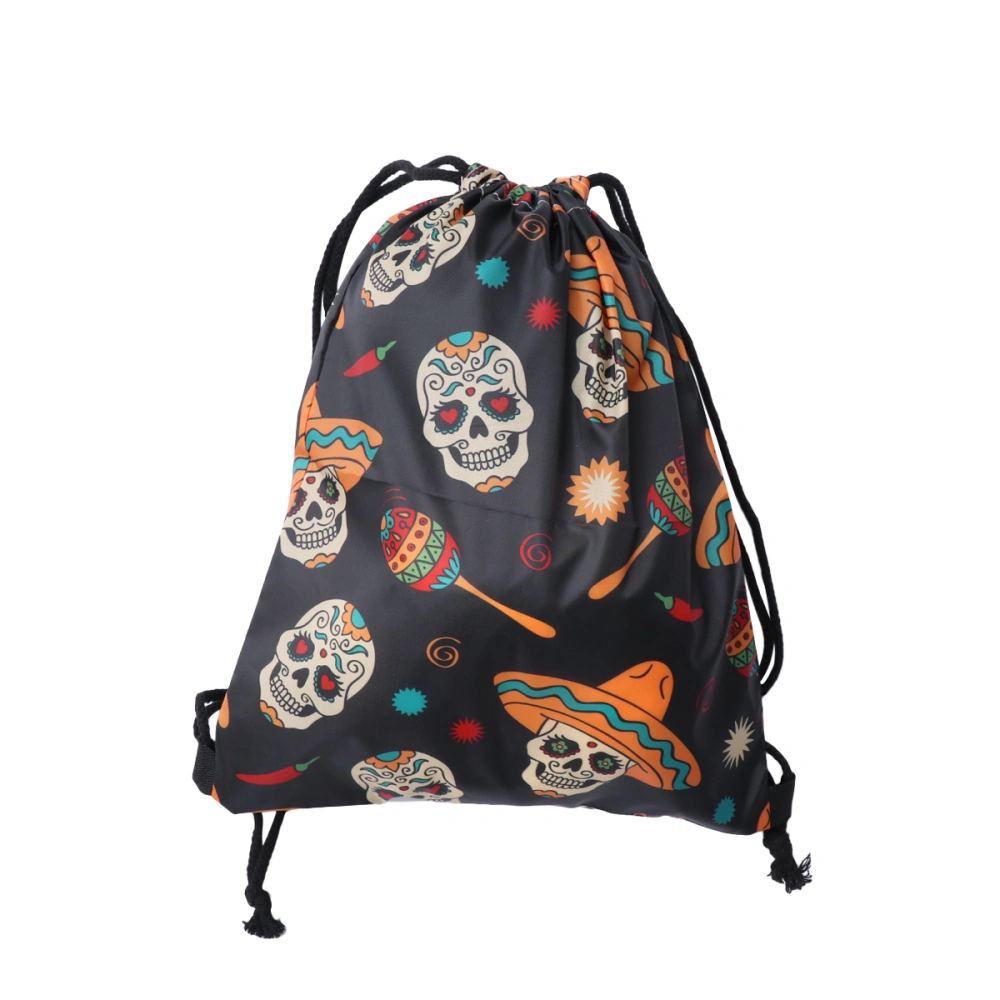 Drawstring Bag Draw String Bag Unisex Halloween Skull Backpacks 3D Printing Drawstring Backpack