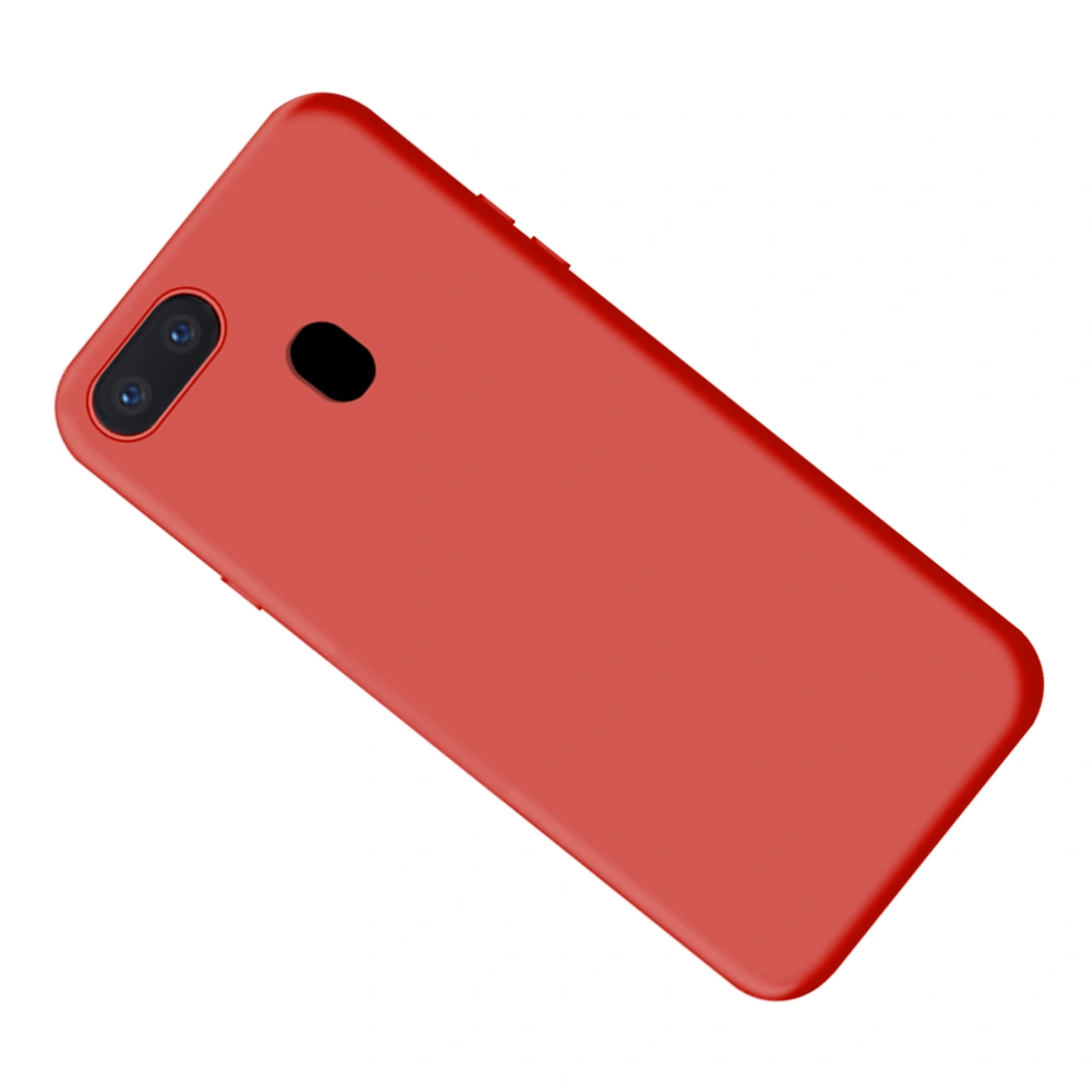 Fashion Phone Case Colored Full-covered Shockproof Anti-fall Scratch-resistant Silicone Super Fiber Lining Phone Cover Compatible for Oppo A7x Red