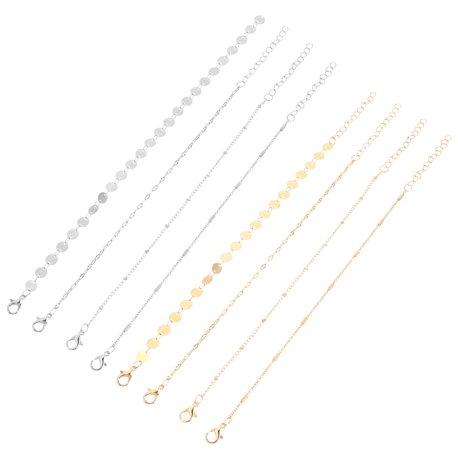 8Pcs Wrist Chain Set Gift Jewelry Disc Tube Design Bracelets Chic Wrist Jewelry