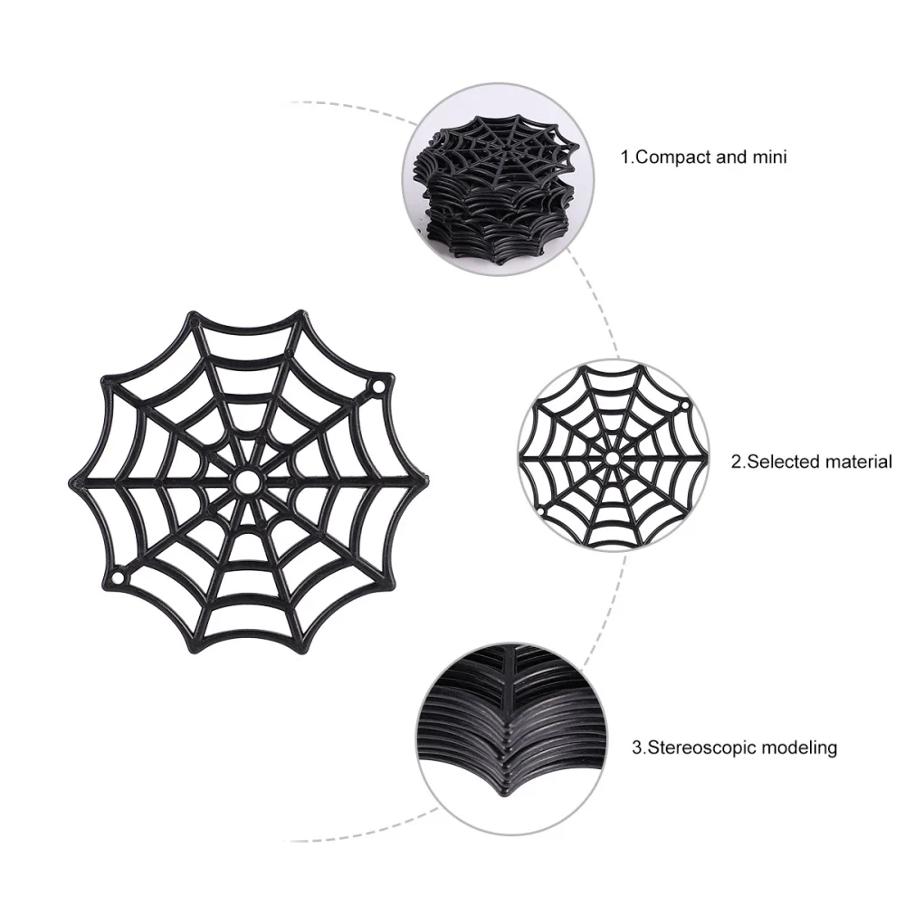 80Pcs Plastic Spider Web Cobweb Halloween Party Haunted House Decoration Props