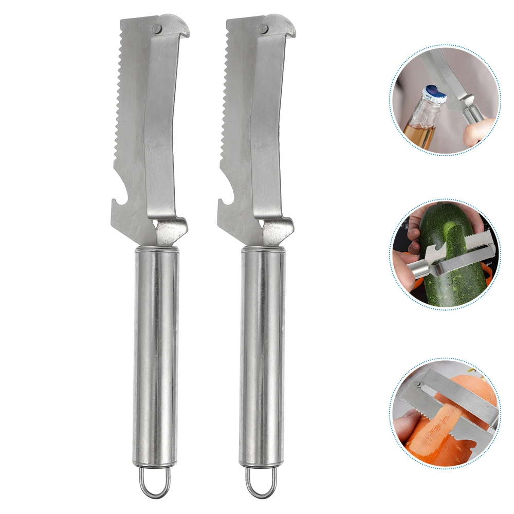 2Pcs Peeler Removers Mango Pit Removers Household Fruit Peeler Tools (Silver)