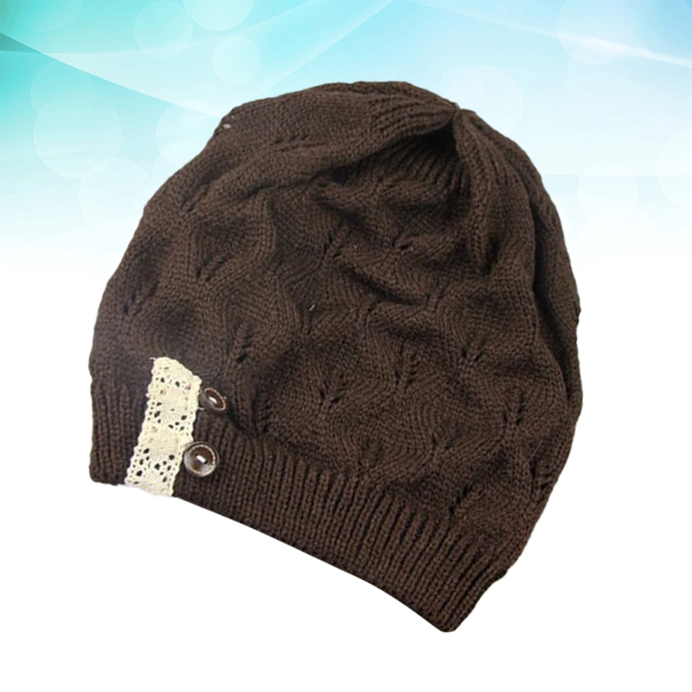 Stylish Women Winter Hat Simple Warmer Cold Protection Hat Creative Outdoor Knitted Hat for Lady Girls (Coffee)