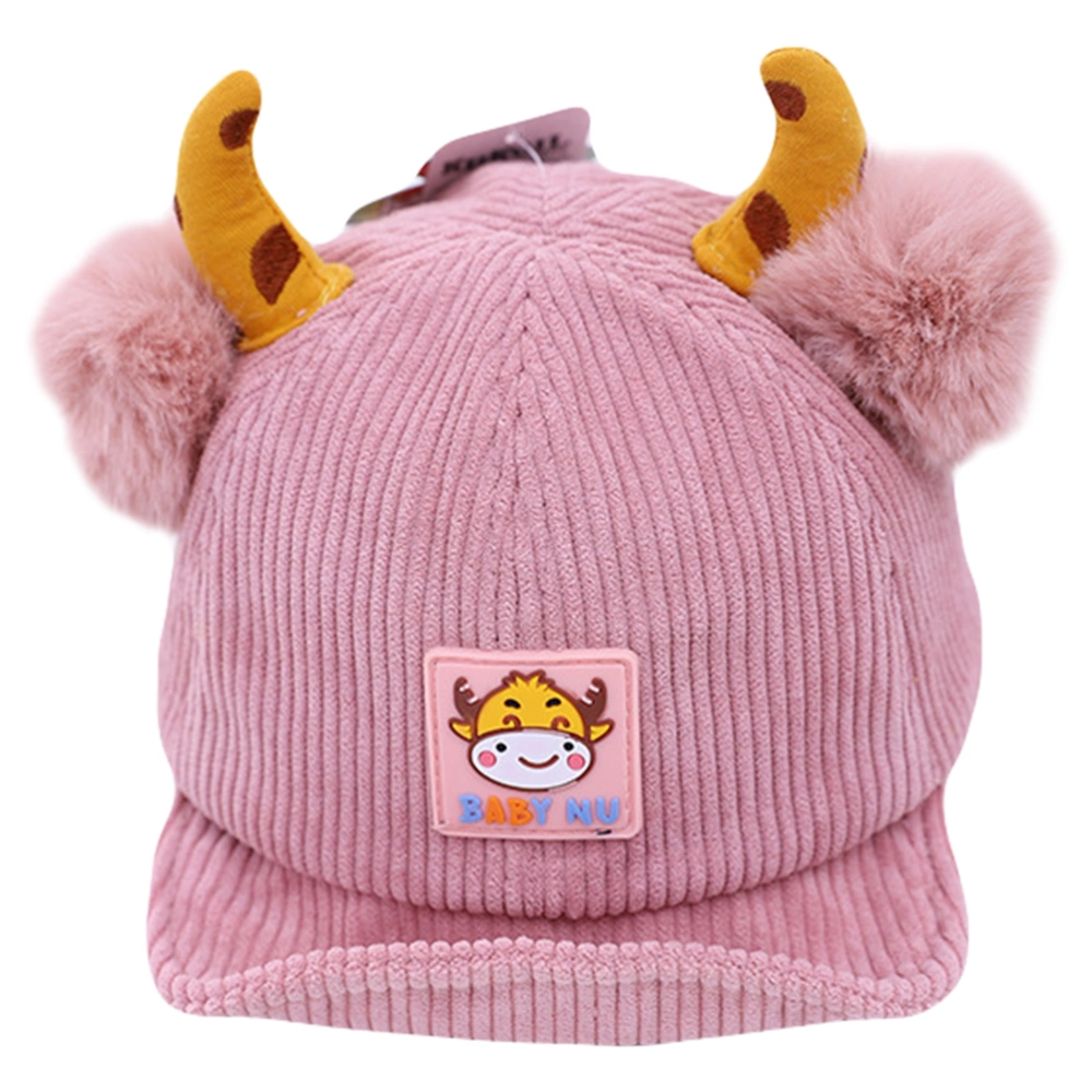 1Pc Baby Hat Corduroy Warm Hat Lovely Ox Horn Hat Baseball Hat for Kids