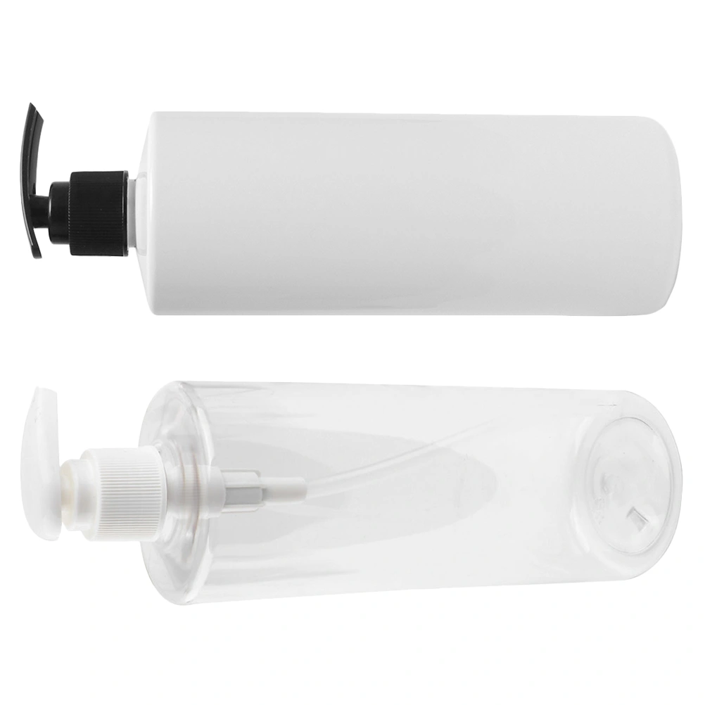 2pcs 500ml Empty Lotion Bottles Body Wash Hand Soap Lotion Refillable Pump Bottles Dispenser (White And Transparent Pump Head for Random)