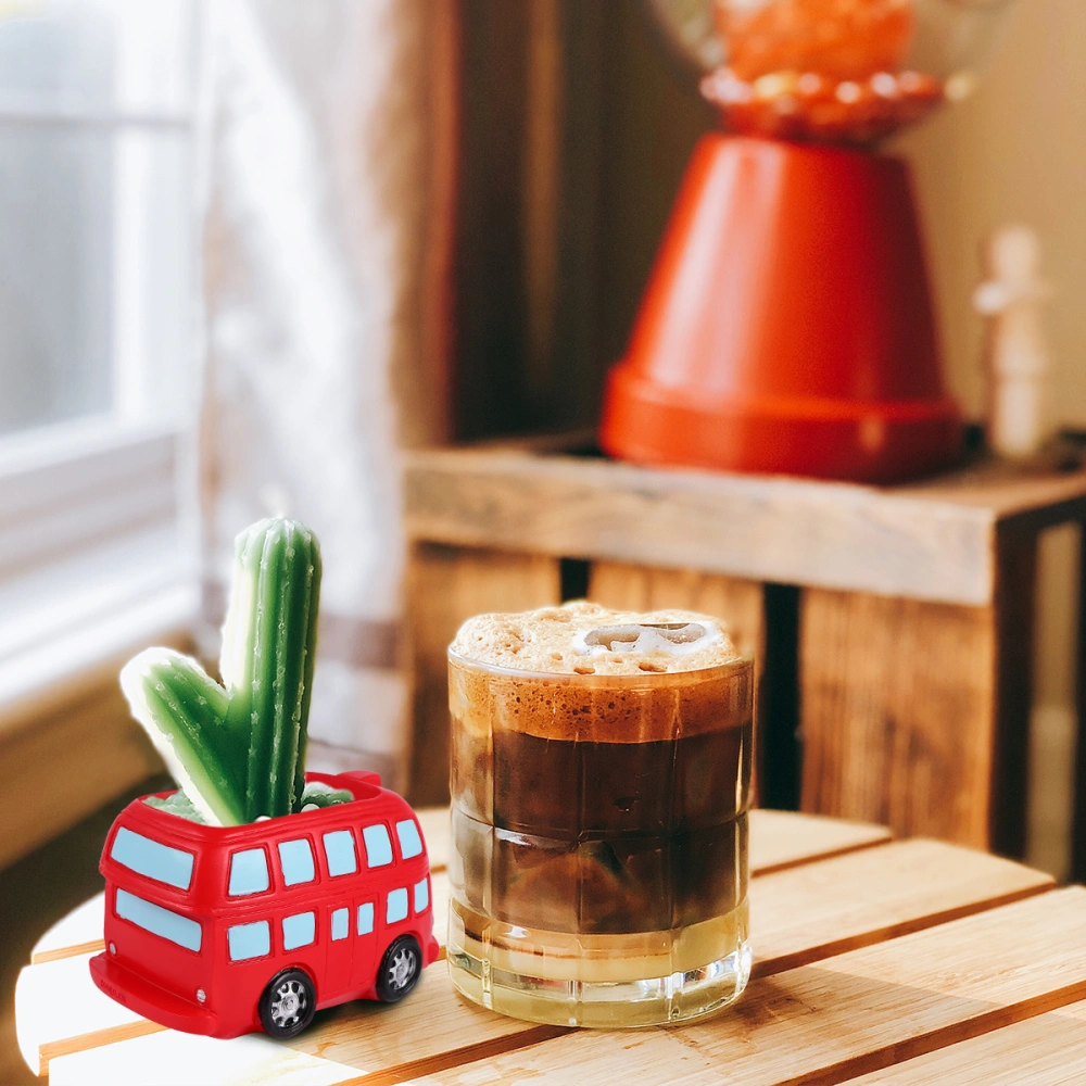 1pc Resin Flower Pot Cartoon Bus Flower Storage Container Desktop Bonsai Adornment Pencil Holder Succulent Planters Vase 