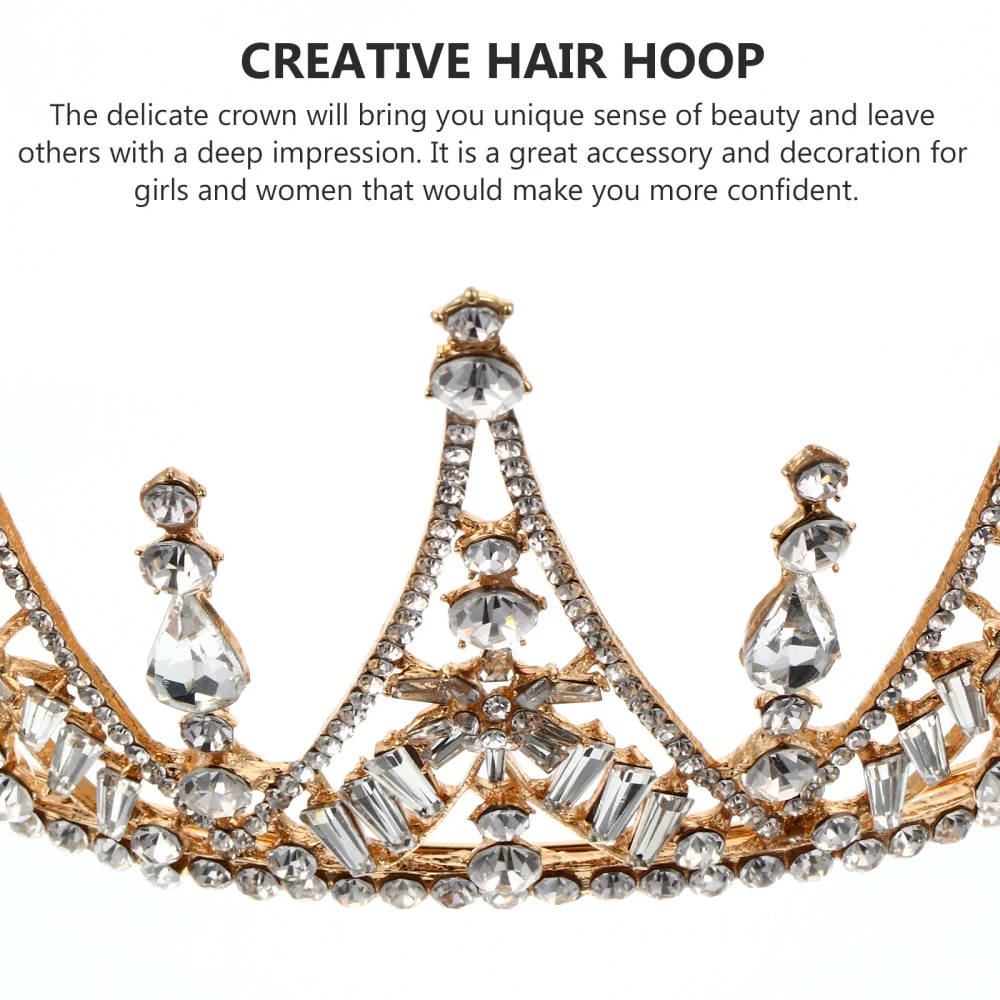Wedding Crown Headdress Crystal Decor Hair Headband Tiara for Women Girls