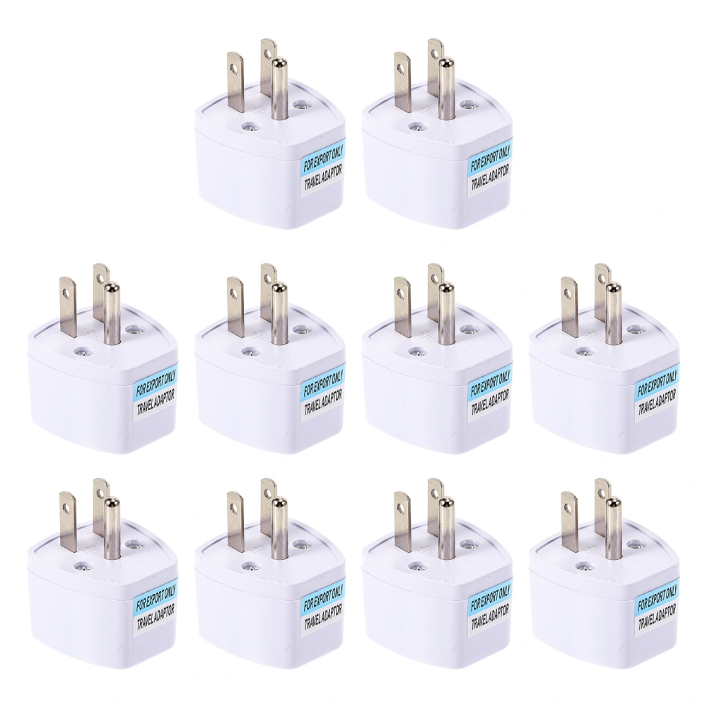 10Pcs Power Adapters Conversion Plugs Socket Adapters for Travelling (US Plug)