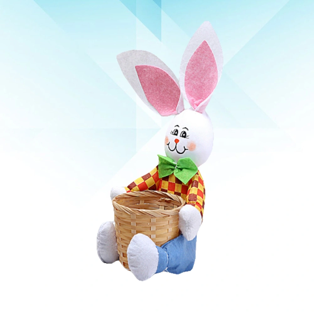 1PC Lovely Cartoon Rabbit Bunny Easter Candy Storage Basket Portable Food Storage Basket for Easter Party Decoration (Blue Pants Rabbit)