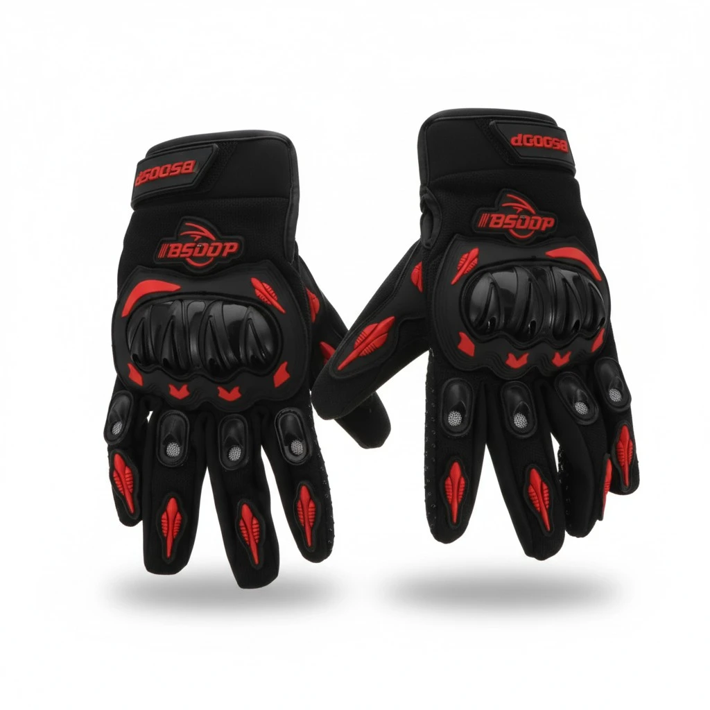 1 Pair Cycling Gloves Outdoor Breathable Glove Anti-skid Riding Gloves (Red)