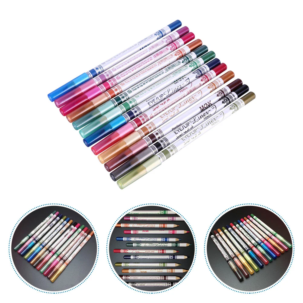 12pcs Singe Head Eyebrow Eye Liner Pencils Female Makeup Pens Eye Gels Pens
